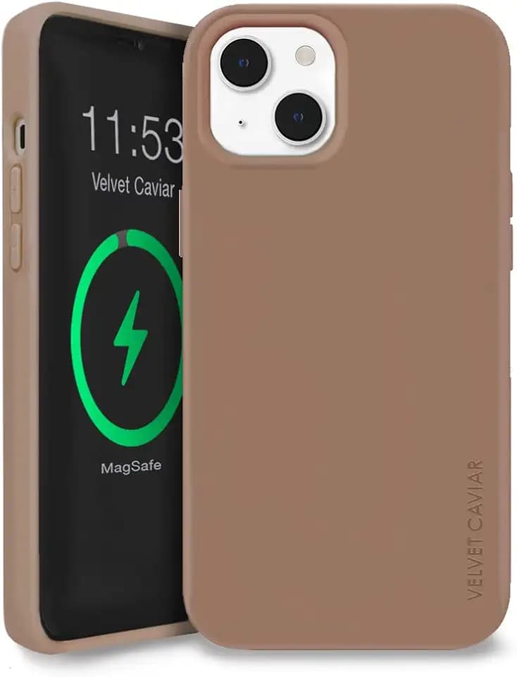 VELVET CAVIAR Compatible with iPhone 14 Case MagSafe Silicone - Built-in Magnetic Ring - Microfiber Lining - [6ft Drop Tested] Protective Phone Cases for Women & Men (Brown)