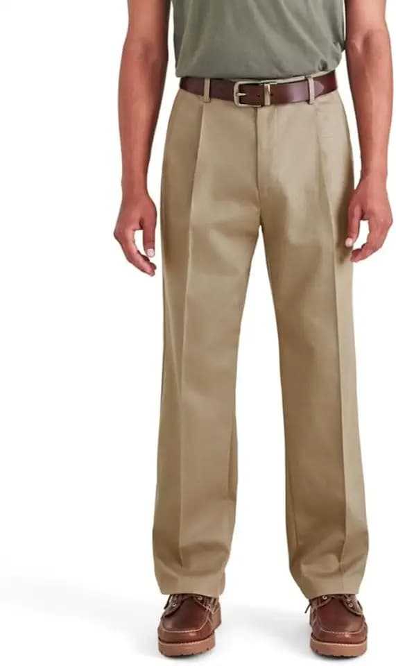 Relaxed Fit Signature Iron Free Khaki with Stain Defender Pants - Pleated