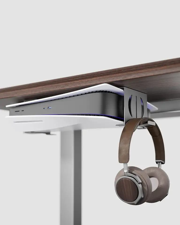 Mount for PS5 Under Desk with Controller Headset Holder - All-in-One Space-Saving Stand for PS5 Consoles,Game Storage-Clutter-Free Gaming Setup