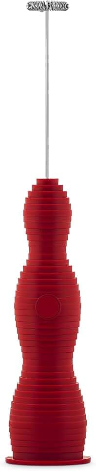 Alessi Pulcina MDL11 R - Rührbesen für Milchaufschäumer Design, aus Thermoplastischem Harz, Schneebesen aus Stahl und Wiederaufladbarer Akku, Rot
