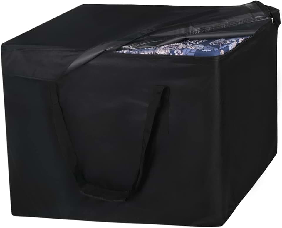 NettyPro Patio Cushion Storage Bags 32 x 32 x 24 inch Water-Resistant Small Outdoor Bag for Cushions Heavy Duty Patio Furniture Storage Bag, Black