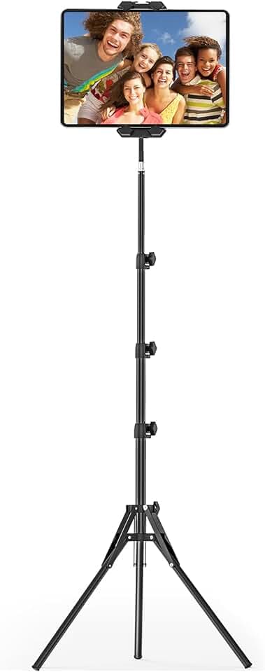 Tablet Stativ Halterung, iPad Bodenständer Höhenverstellbarer bis 69”, Metall iPad Stativ Halterung mit Schwanenhals für iPad Air Pro Mini 4,7-13.5 Zoll Tablet und Smartphone