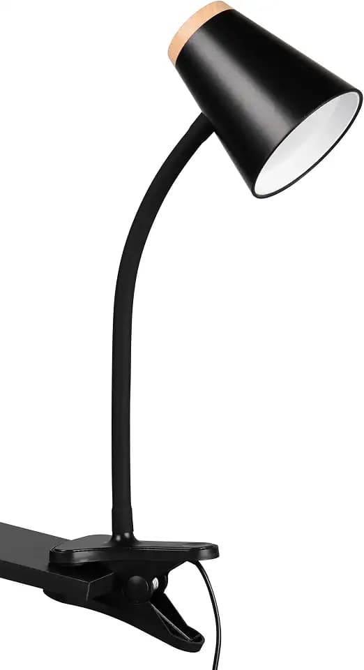 Reality Leuchten LED Klemmleuchte Pongo R25831102, Kunststoff Schwarz matt, Holznachbildung, inkl. 4.5 Watt LED, Flexarm