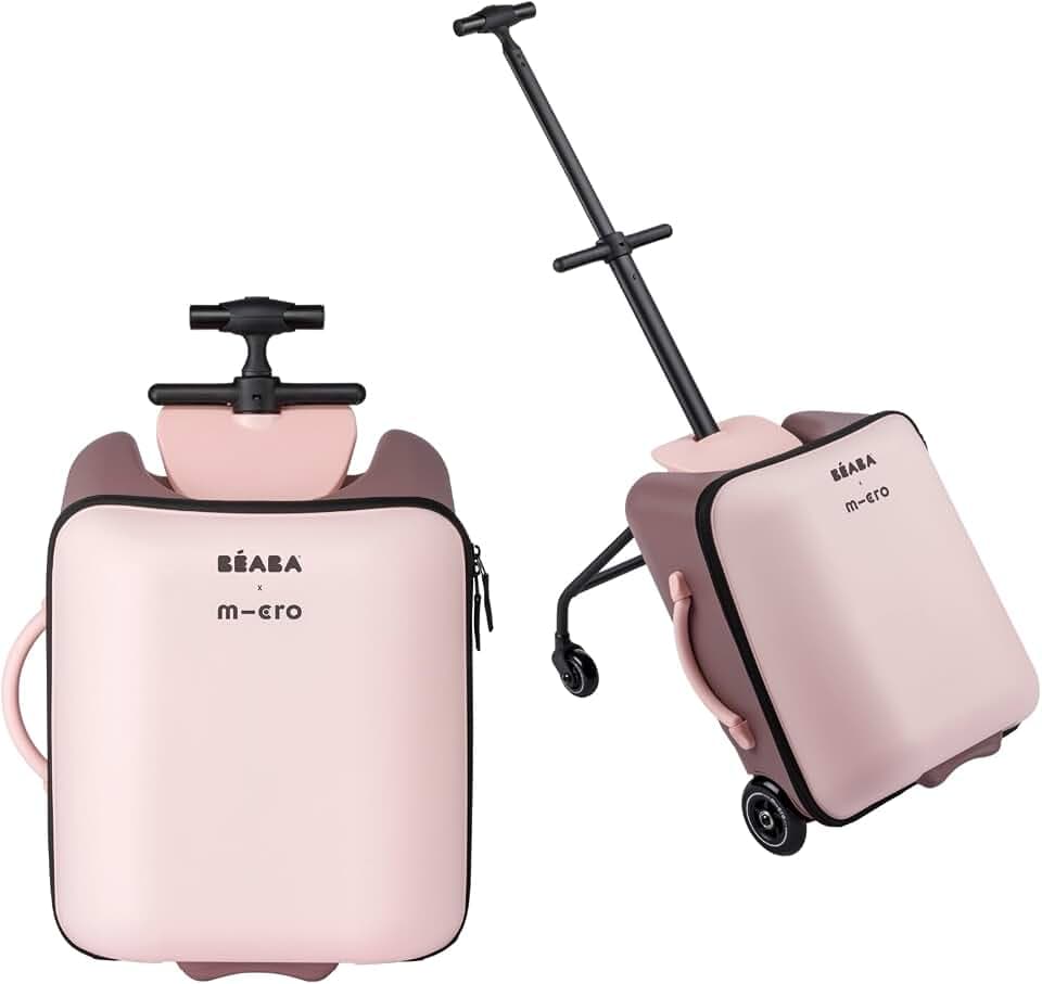 Béaba & Micro Mobility, 2 In 1 Kinder Kabinenkoffer Mit Sitz, Ab 4 Jahre, Evolutiv, Große Öffnung, 22L Kapazität, Mehrere Fächer, Praktisch, Luggage Eazy, Marshmallow