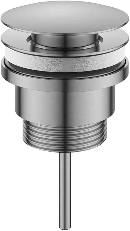 Universal Click Clack Waschbeckenablauf, passend für Spülen mit oder ohne Überlauf, Druckknopf-Pop-Up-Ablauf, 1,1/4 Zoll Standardanschluss - mit Freeflow-Adapter (Nickel gebürstet)