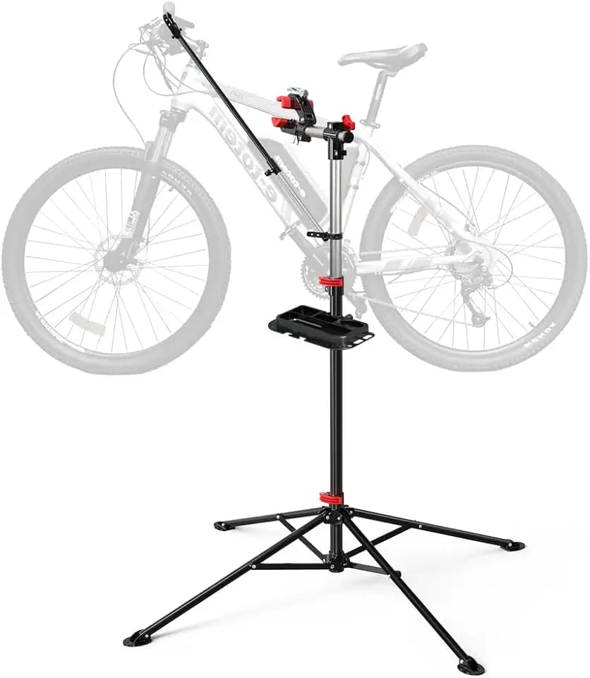 VOUNOT Fahrradmontageständer Profi mit Magnetische Werkzeugablage, Montageständer Reparaturständer für Fahrräder, Höhenverstellbar & Klappbar