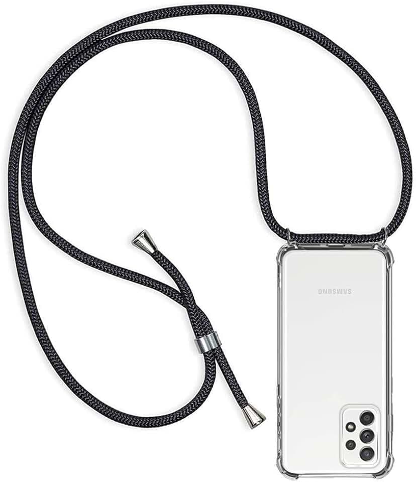 ZYIMOU für Samsung Galaxy A52 / Samsung Galaxy A52s 5G Hülle mit Band, Handyhülle Handyband Hülle mit Kette Schutzhülle Kordel zum Umhängen Transparent Weich TPU Silikon Bumper, Schwarz