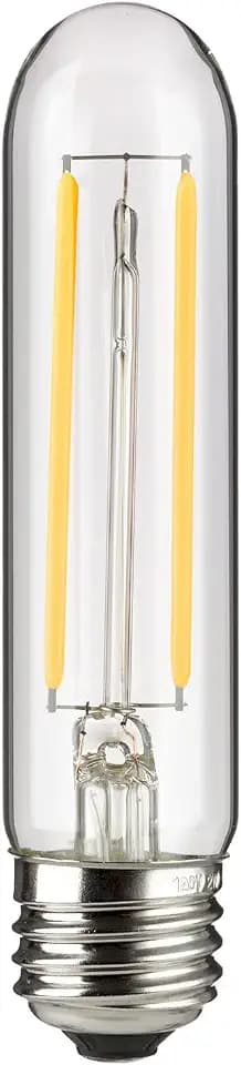 Sunlite LED Filament T10 Tubular Light Bulb, 2 Watts (25W Equivalent), 160 Lumens, Medium E26 Base, 120 Volts, Dimmable, 90 CRI, UL Listed, Clear, 3000K Warm White, 1 Pack