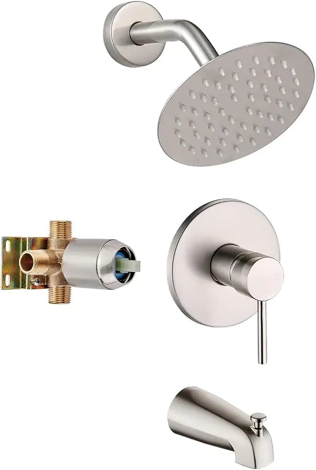 Tub Shower Faucet Set With Head & Spout Brush