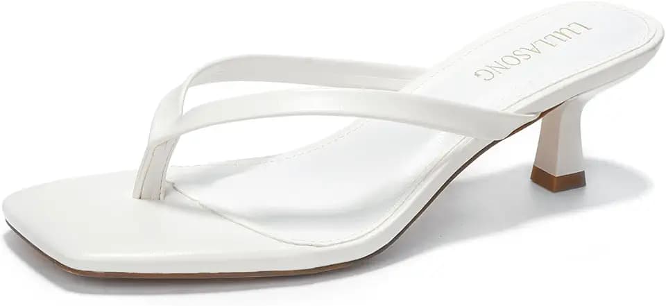 LULLASONG Women's Kitten Heels Sandals Square Open Toe Flip Flop Heels 1.8-2 Inch Heeled Sandals for Women