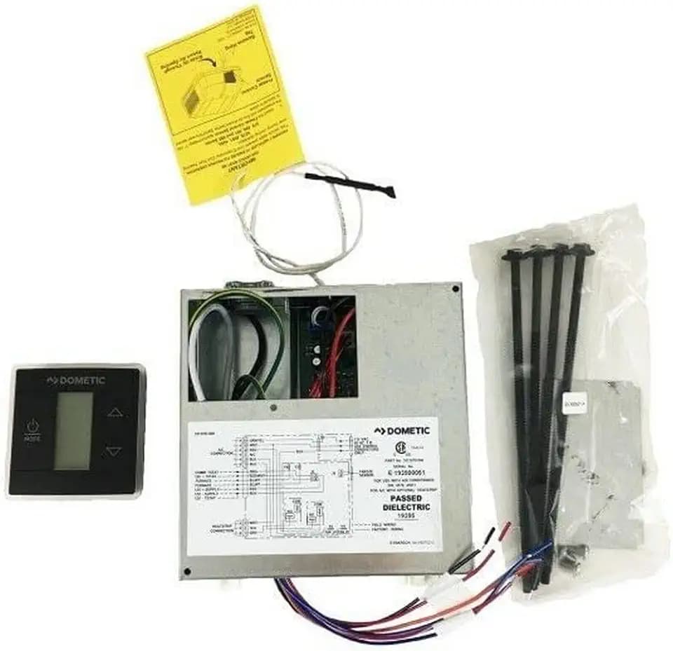 Dometic 3316232.000 Control Kit/Relay Box Heat/Cool/Heat Pump with Black CT Wall Thermostat