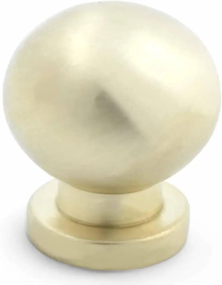 4pcs Solid Brass Cabinet Knobs, Round Ball Gold Knobs for Dresser Drawer, 1-Inch Diameter, Modern Kitchen Hardware, Brushed Brass Finish (Brass Brushed, 1.50 Inch, 4 Pack)