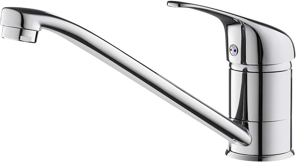 BONADE Küchenarmatur Silber – Mischbatterie aus Messing mit 360° Drehung, Heiß- und Kaltwasser-Schläuche (50 cm), Chrom Finish für die Küche
