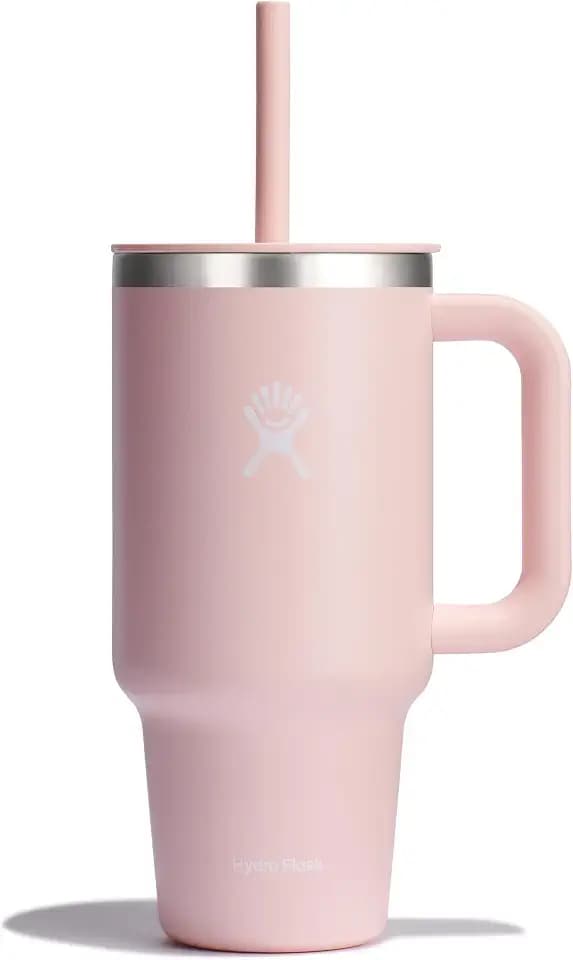 Hydro Flask Travel Tumbler with Handle, Lid and Straw - Insulated Stainless Steel in 32 Oz Trillium