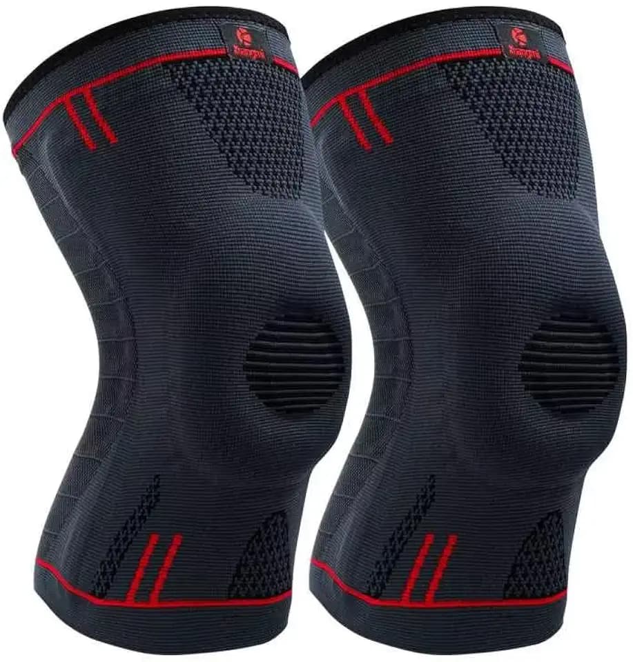 Kuangmi Sport Kniebandage mit Patella Gel Pads Seitenstabilisatoren,Medizinischer Knieschützer für Laufen, Meniskusriss,ACL,Gelenkschmerzlinderung (Upgraded Blue-Gen2, XL)