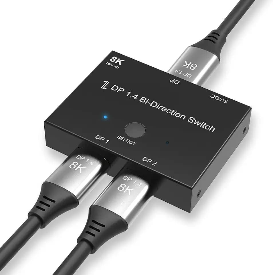 DisplayPort 8K DP 1.4 2In 1Out 1In 2Out Switch Bi-Direction 8K@30Hz 4K@120Hz Splitter Converter for Multiple Source and displays