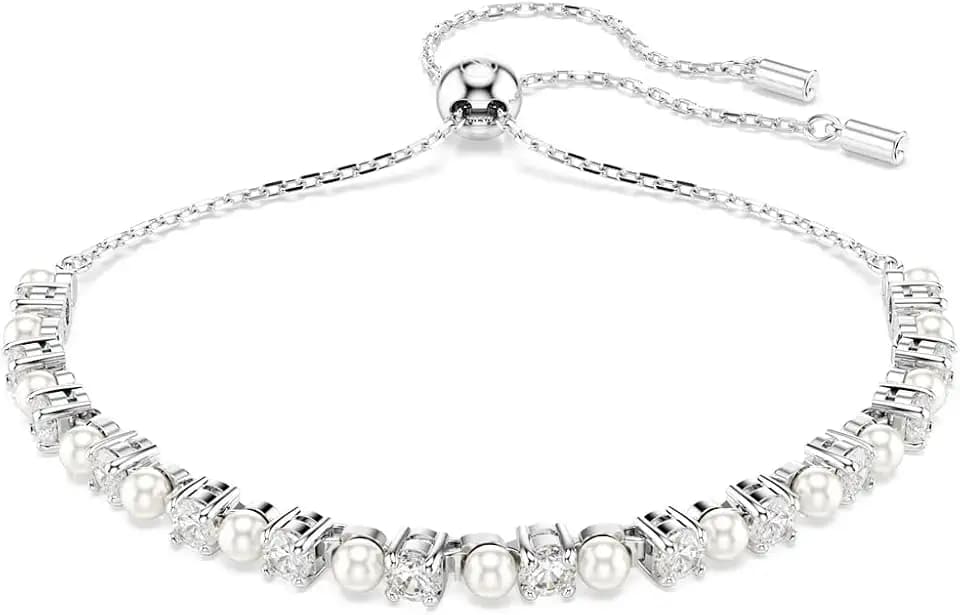 Swarovski Matrix Pendant, Earrings, Bracelet, Crystal Pearl, Round Cut Clear Crystals, Rhodium and Rose Gold-Tone Finishes