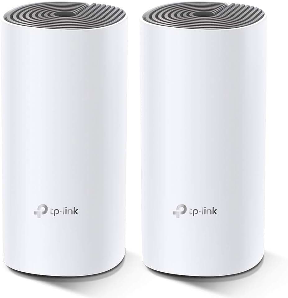 TP-Link Deco E4 Mesh WLAN Set (2er Pack), AC1200 Dual Band Router & Repeater, 2 × Gigabit Ports für Jede Einheit, empfohlen für Häuser mit 2-3 Schlafzimmern, Umfassender Jugendschutz