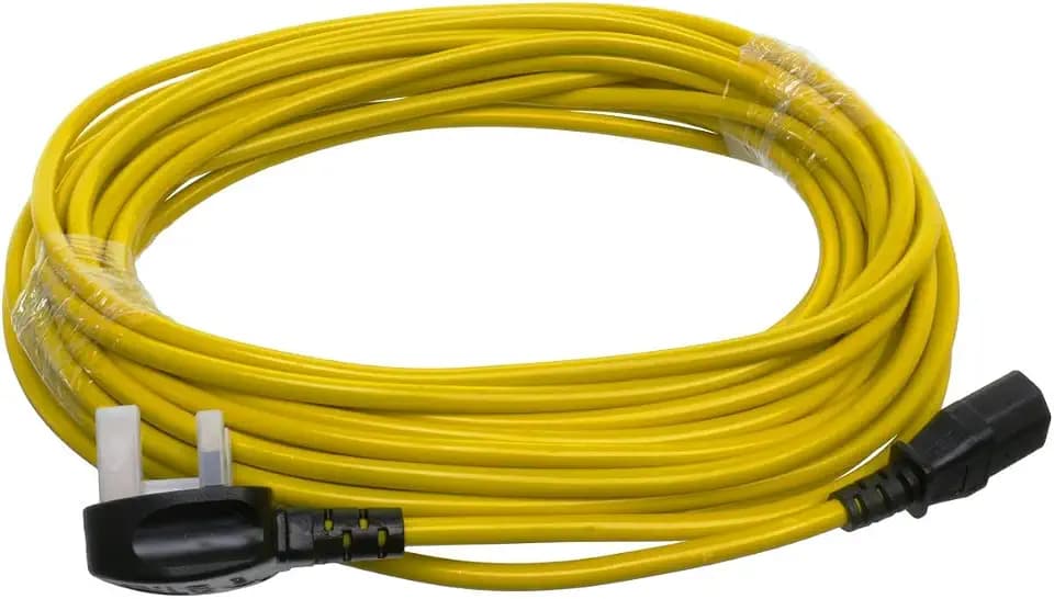 Paxanpax PSA682 gelbes Stromkabel und 13 A Stecker für Kärcher Staubsauger der Serie T7/1, T9/1, T10/1, T12/1, T12/1ADV Serie (12 Meter), Kunststoff