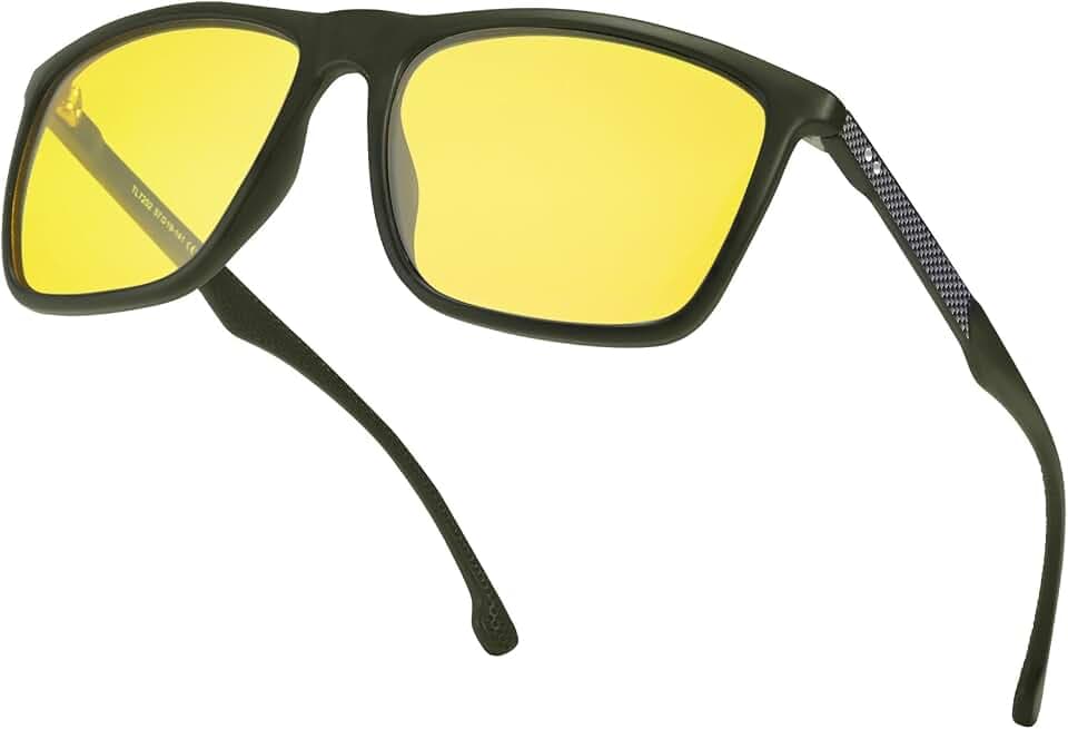 IGnaef Men Night Vision Pro Glasses for Driving Anti Glare Polarized Yellow Nighttime Glasses IF7202