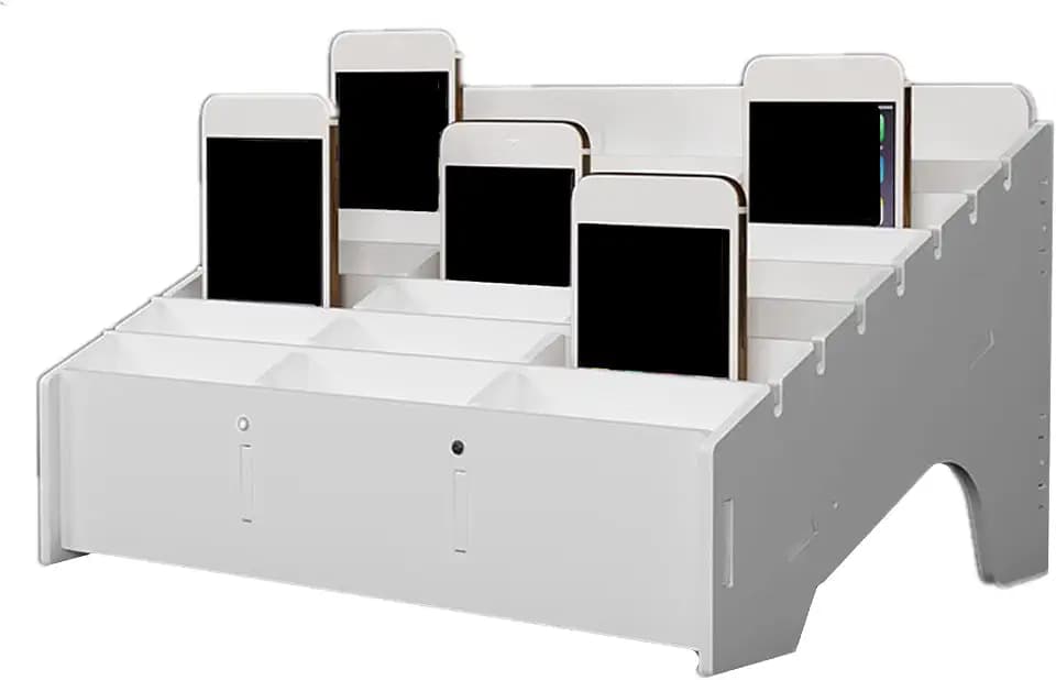 XICHENGSHIDAI 24-Slot Classroom Cell Phone Holder, White, Screw-Fastened