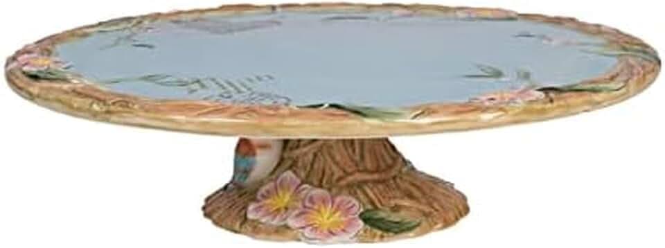 Fitz & Floyd Toulouse Footed Cakeplate Serve Platter, 11.25 Inch, Blue