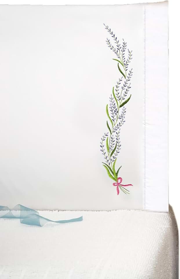 Lavendar Stamped for Embroidery Pillowcases - Set of 2