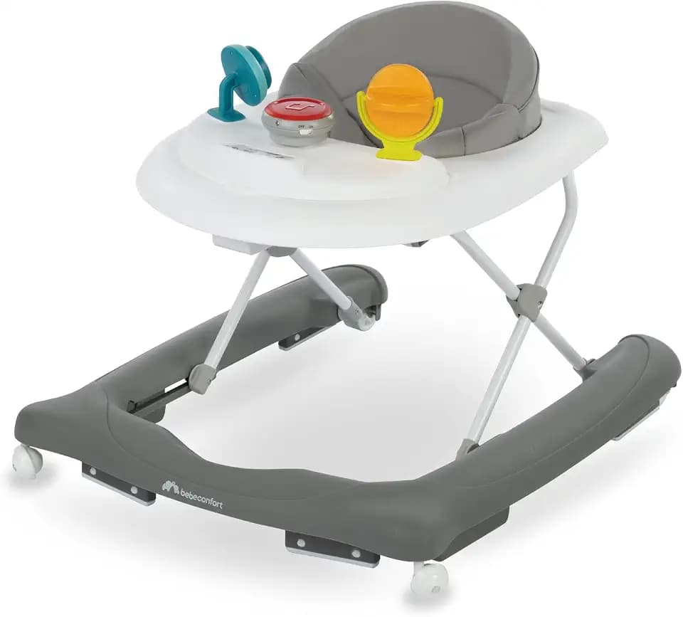 Bebeconfort Explorer Lauflernhilfe, mit abnehmbarem Aktivitätstablett, Einfach zusammenklappbare Lauflernhilfe für Babys, von 6-18 Monaten, bis zu 12kg, Grey Mist