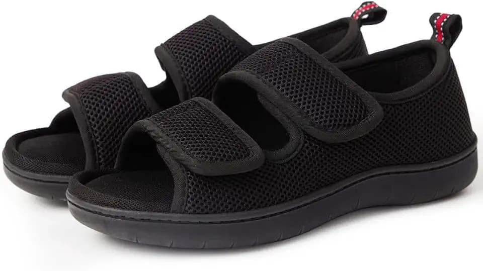 WALKFUN Men's Slippers with Arch Support, Adjustable Mesh Diabetic Sandals