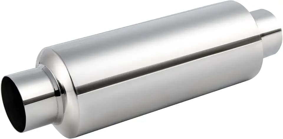 EVIL ENERGY 2.5" Resonator Muffler, 2.5" Inlet & Outlet (OD) Stainless Steel Universal Straight Through Muffler, Deep Tone for Modern Trucks, Muscle Cars & Daily Drivers