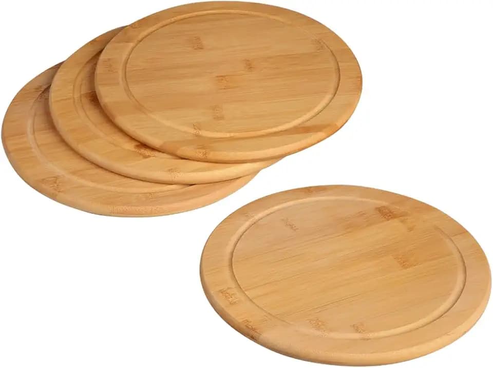 Kesper | Vesperteller mit Saftrille, Bambus, 4er-Set, Ø 25 cm | 5844215