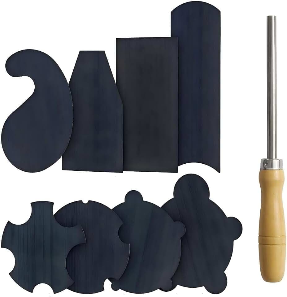 Pack of 9 Multi-Shape Cabinet Scraper for Woodworking (9, 1 Burnisher+2Rectangle+1Curved+1Gooseneck+2Concave+2Convex)