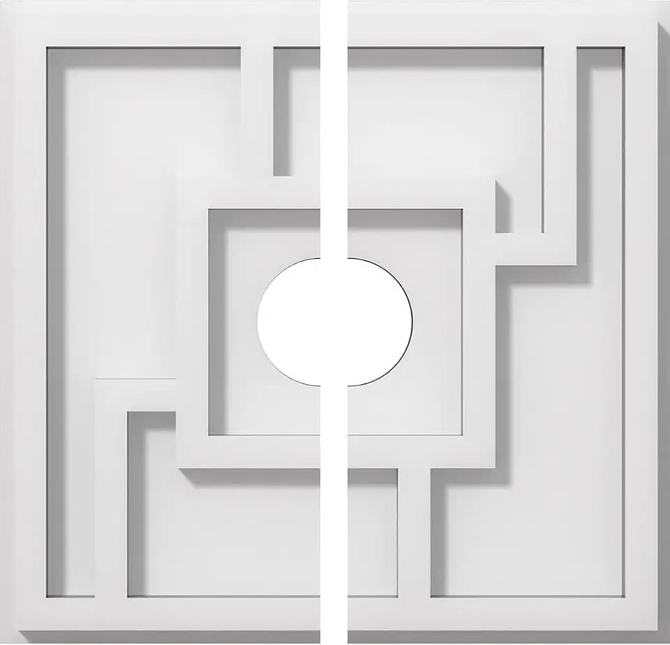 Ekena Millwork CMP10KX2-02000 Knox Architectural Grade PVC Contemporary, Two Piece Urethane Ceiling Medallions 10"OD x 2"ID x 3 1/2"C x 1"P