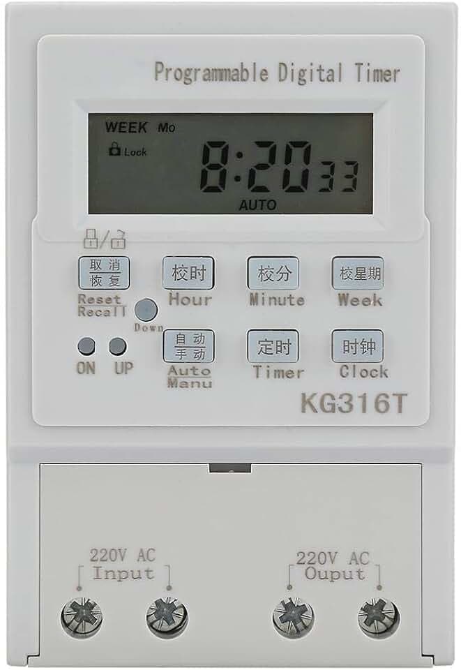 AC 220V 1W 25A Timer Switch,Mini Digital Timer Switch Electrical Programmable Control Timing Switch con LCD Display for Energy Saving and Efficient Intelligent.