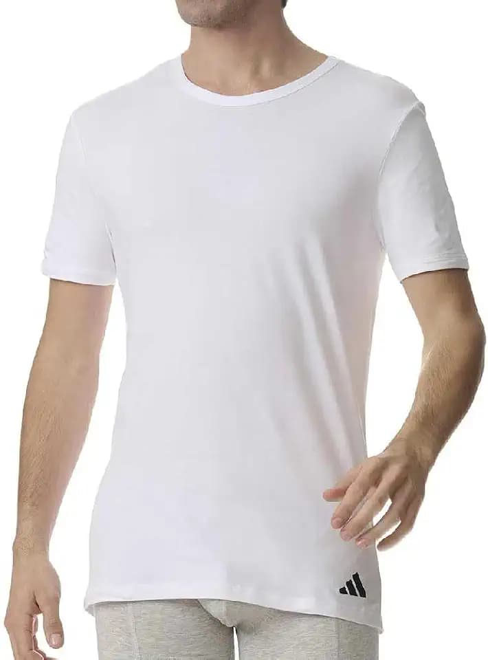 Adidas 2 er Pack Crew Neck T-Shirt Herren Unterhemd Rund Ausschnitt Baumwolle