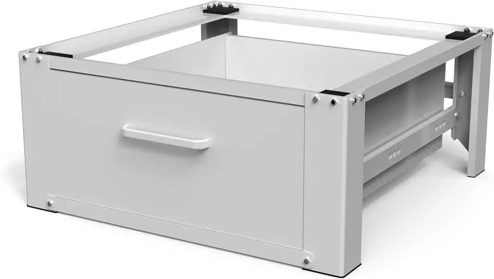 Vonia Waschmaschinen Untergestell mit Schublade 63 x 54 x 31 cm - Waschmaschine-Unterschrank max bis 150 kg Weiẞ