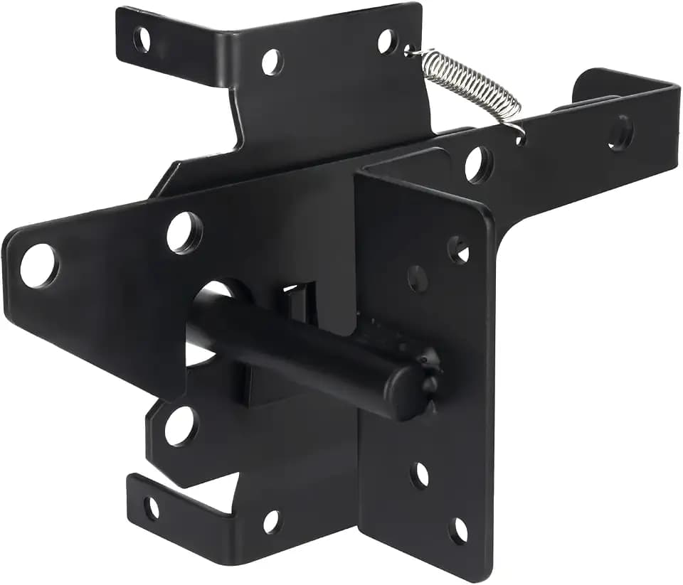 Wood Fence Gate Latch, Self Locking Gate Latch for Vinyl/Wooden Fence Pasture Gate, Heavy Duty Gate Latches for Pool/Garden Outdoor Yard, Mount Post Left or Right Side, Black