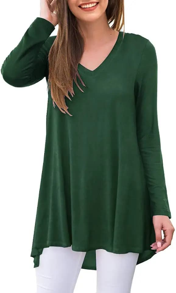 AWULIFFAN Women's Fall Long Sleeve V-Neck T-Shirt Sleepwear Tunic Tops Blouse Shirts