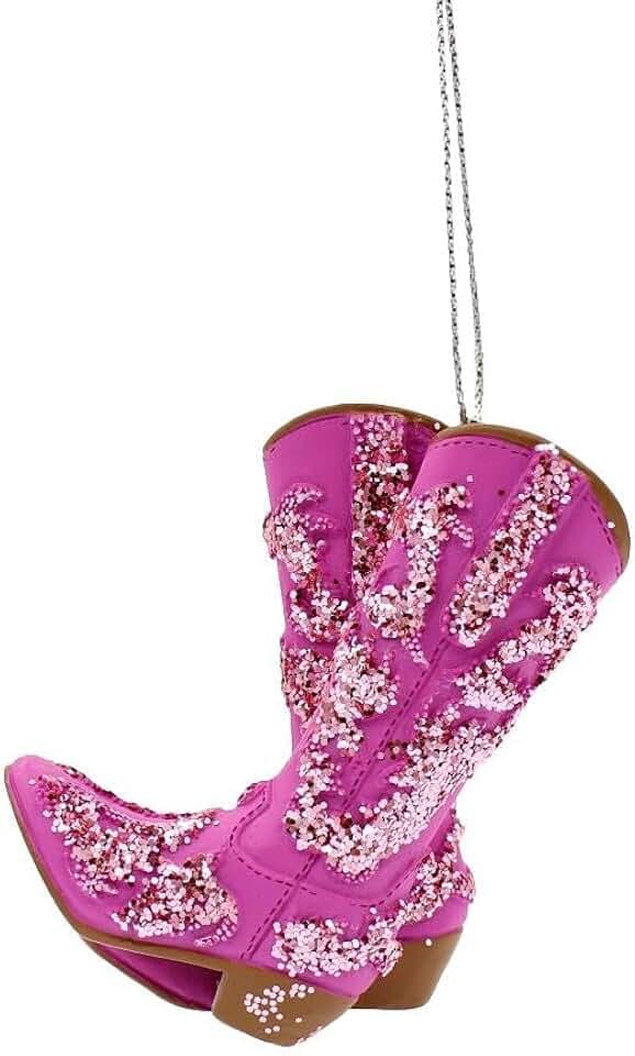 Kurt Adler Pink Cowboy Boots Ornament