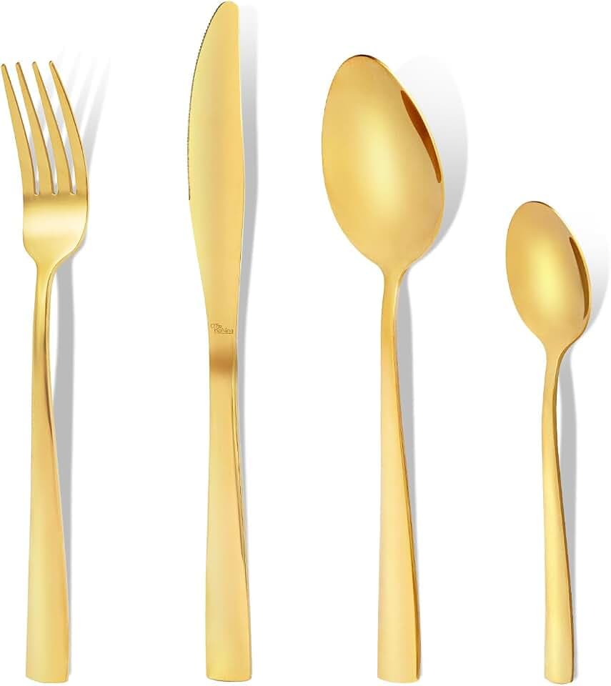 OTTO KONING Leipzig Besteck-Set Gold, 32-teilig, für 8 Personen, Edelstahl