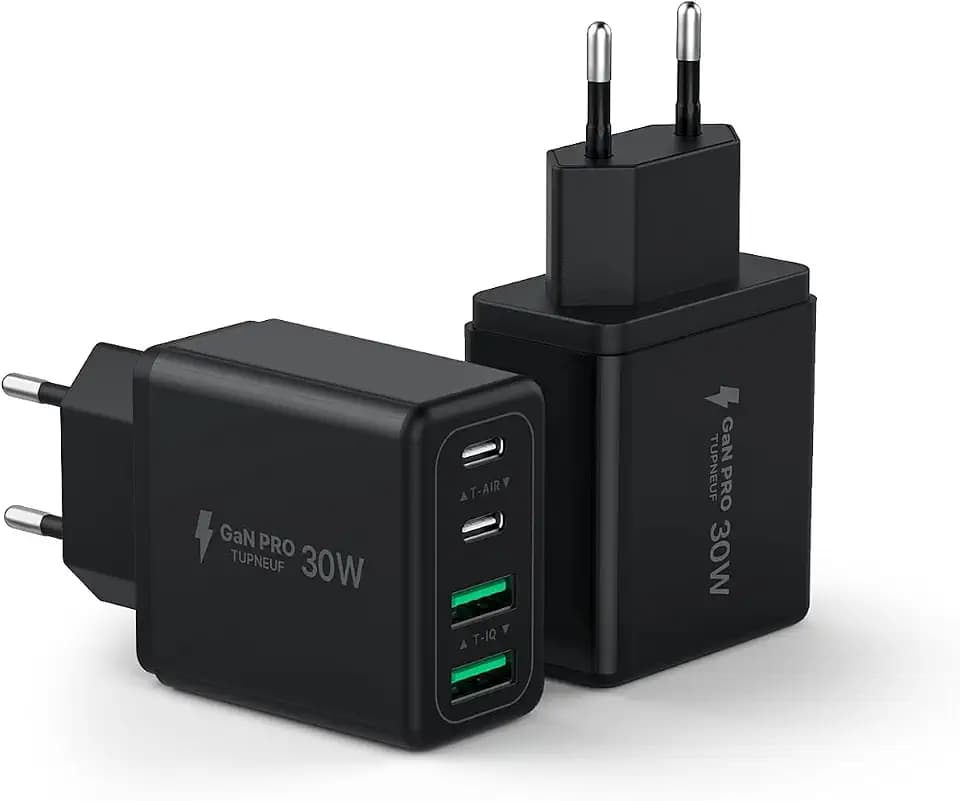 [2er-Set] Schwarz 60W USB C Ladegerät 4-Port, 30W PD Mehrfachstecker Schnellladegerät für iPhone 17 16 15 14 Pro Max, iPad, amsung S25, Handy Ladeadapter