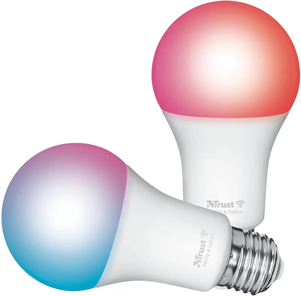 Trust E27 Smart Lampe, Farbwechsel LED Birne, Weiß und Farbig, 2er-Pack