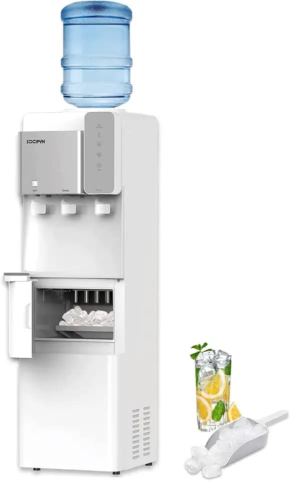 Hot and Cold Water Dispenser with Ice Maker for 5 Gallon Bottle Water Cooler Dispenser Built-in Ice Maker 27 lbs in 24 hrs with Child Safety Lock