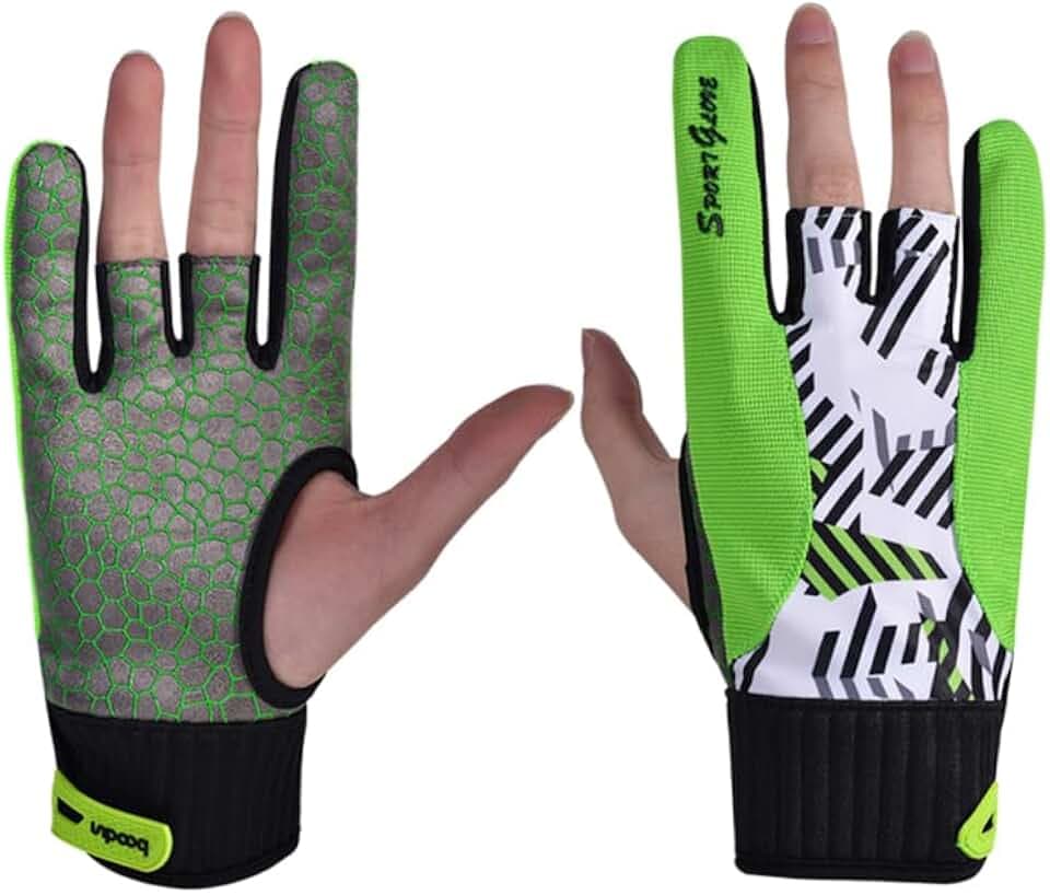 Milisten Bowling Gloves Professional Anti-Slip Breathable Sports Gloves with Adjustable Wrist Closure Flexible Fit for Bowling Practice and Ball Control 1 Pair Size L