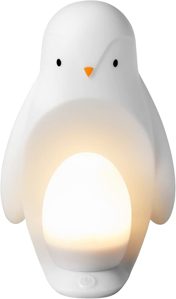 Tommee Tippee 2-in-1 tragbares Pinguin-Nachtlicht fürs Kinderzimmer mit tragbarem Licht, verstellbarer Helligkeit, USB-betrieben