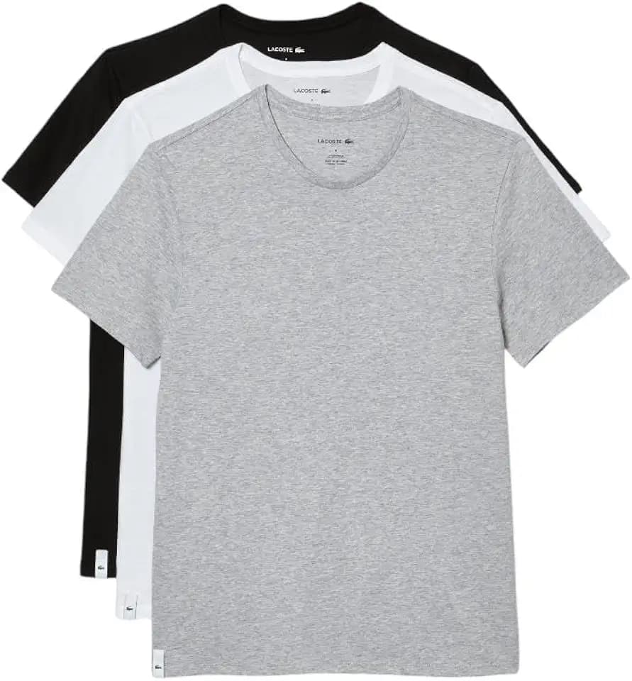 Lacoste Men's 100% Cotton Regular Fit Crew Neck Undershirt, 3-pack (Amazon Exclusives)