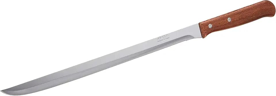 Arcos Schinkenmesser aus Edelstahl - Perfekt für Präzises Schneiden von Schinken, Ergonomischer Griff aus Polypropylen, Klinge 250 mm - Braun, Serie Latina