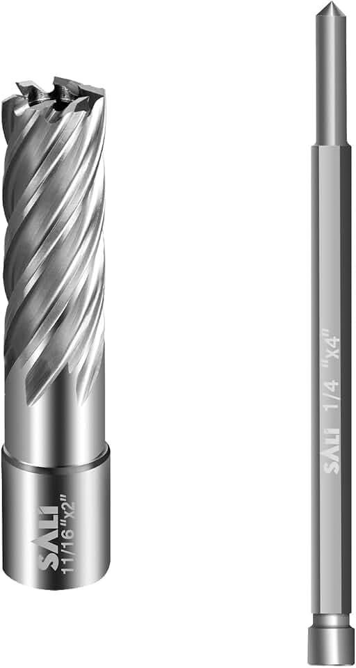 SALI Annular Cutter Diameter 11/16 Inch with Weldon Shank 3/4" (with 2 Flats) Cutting Depth 2" Mag Drill Bit for Magnetic Drill Press HSS Fully Ground Drill with One 1/4"*4" Pilot Pin