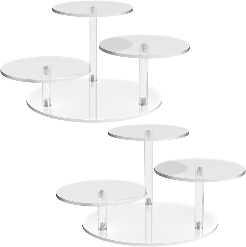 NiHome 3-Tier Acrylic Stand Risers for LEGO Botanical, Figurine Shelf Clear