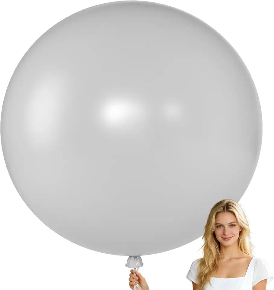 KALOR 36 Inch Giant Retro Gray Balloons, 6 Pack Large Round Retro Gray Latex Balloons for Anniversary, Birthday, Christmas, Wedding, Baby Shower Party Decorations